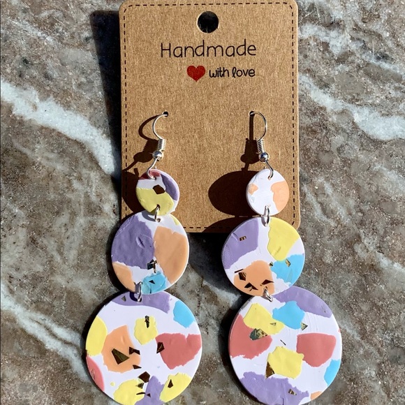Polymer Clay Earrings| Spring collection| Big circles earrings - Picture 1 of 1
